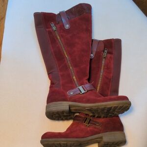 Earth Origins Burgundy Suede Women's Boots - Wide Calf